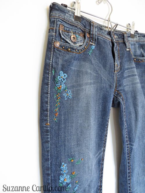 DIY Embroidered Jeans - Suzanne Carillo